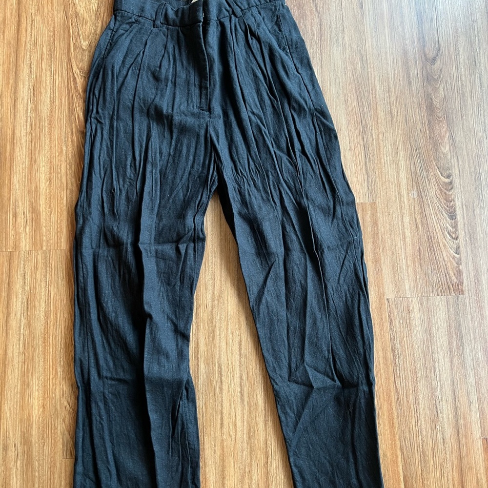 Curve Love Linen Black Trousers